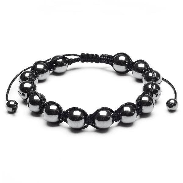 Beaded Bracelet 10mm Hematite Stone Adjustable